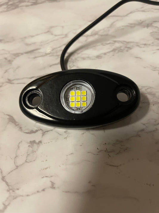 Battery powered rock light with switch