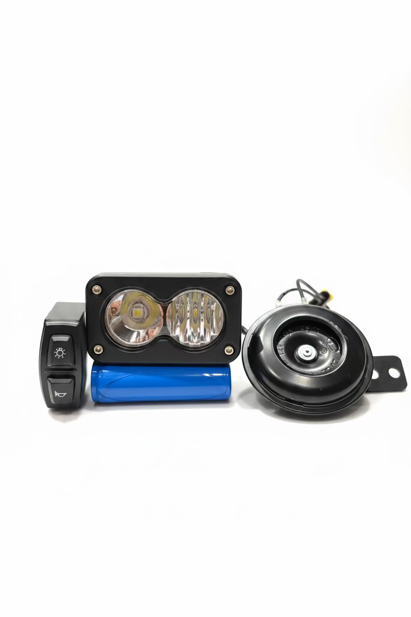 Baja light and horn combo rechargeable (comes with battery and charger) suitable for all bikes (also comes with a switch for both horn and Baja)